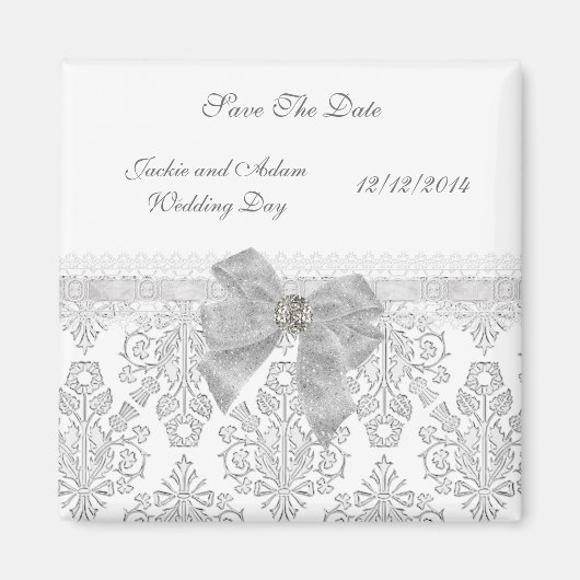 Magneet Save The Date Trouw Damask Witte (Voorkant)