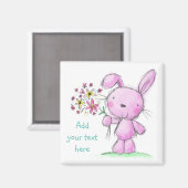 ♥ MAGNEET ♥ Schattig roze lila konijntje (Voorkant / Achterkant)