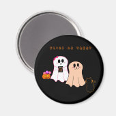 Magneet | Schattigee Baby Ghosts met Black Cat (Voorkant / Achterkant)