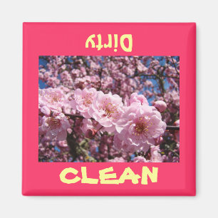 Magneet Schoon Vuile vaatwasser Roze Bloesems