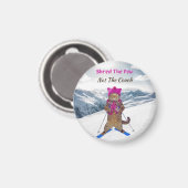 Magneet, Shred de Pow Ski Cat Magneet (Voorkant / Achterkant)