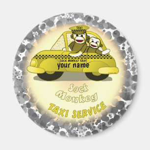 Magneet Sock Monkey Taxi