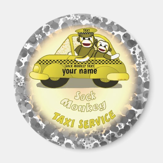 Magneet Sock Monkey Taxi  (Voorkant)
