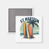 Magneet St. Maarten – Surfplanken en retrostrand (Voorkant / Achterkant)
