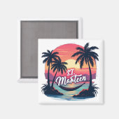 Magneet St. Maarten – Zonsondergang en hangmat tr (Voorkant / Achterkant)