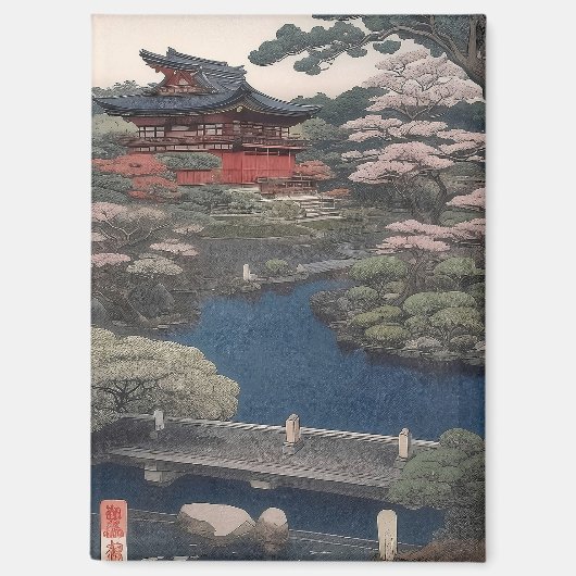 Magneet - Tempel aan de rivier - Japan (Voorkant)