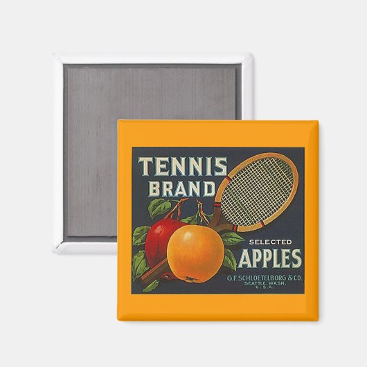 MAGNEET ~ TENNISMERK APPELS  FRUITLABEL (Voorkant / Achterkant)