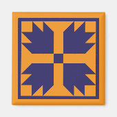 Magneet - UC Beer Paw Quiltblok (blauw op goud) (Voorkant)