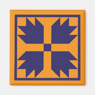 Magneet - UC Beer Paw Quiltblok (blauw op goud)