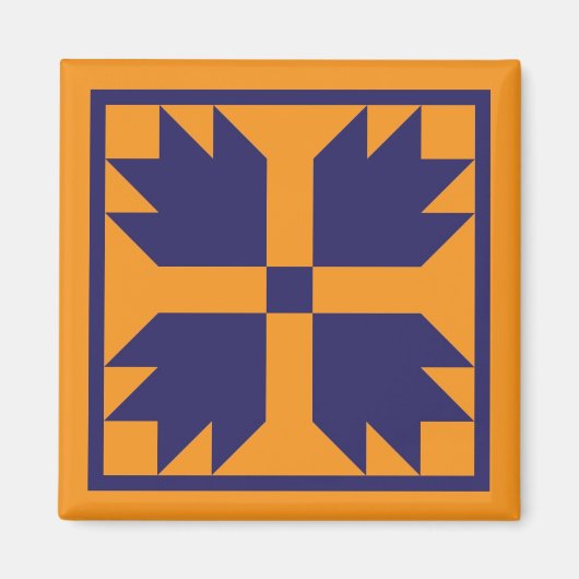 Magneet - UC Beer Paw Quiltblok (blauw op goud) (Voorkant)