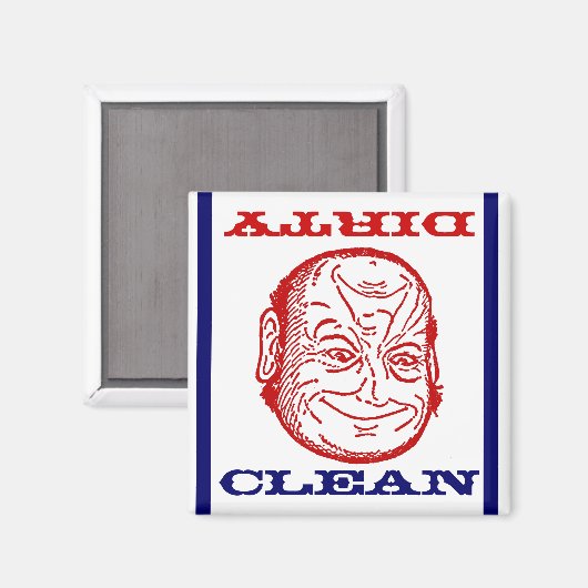 Magneet Vaatwasser Man Clean Dirty optische illusi (Voorkant / Achterkant)