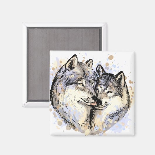 magneet van wolvenpaar (Voorkant / Achterkant)