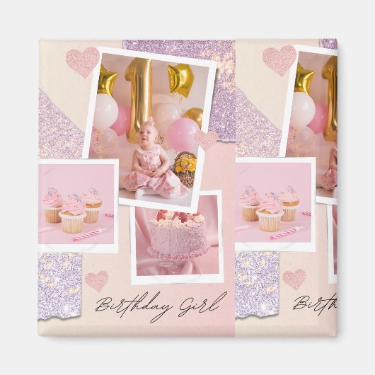 Magneet verjaardag baby meisje (Voorkant)