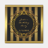 Magneet Verjaardagsfeestje Elegant Goud Zwart Stre (Voorkant)