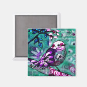 Magneet Vogel Abstracte Kunst met Inspirerend Geze (Voorkant / Achterkant)