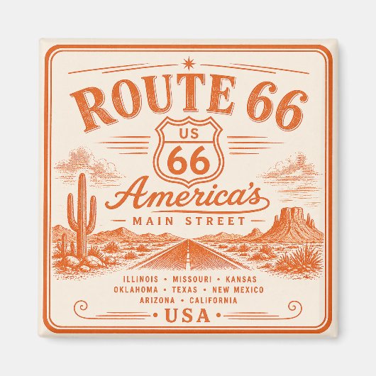 Magneet voor Amerikaanse Wegreis Route 66 uit het (Voorkant)