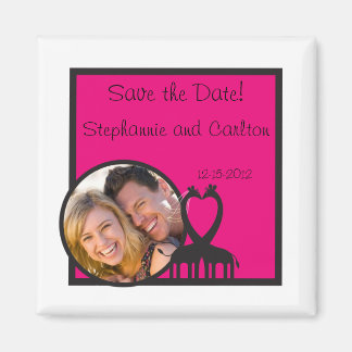 Magneet voor trouwkaart met giraffenhart