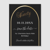 Magneet voor uitnodiging 90ste verjaardag in zwart (Voorkant)