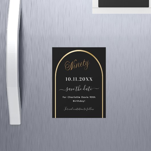 Magneet voor uitnodiging 90ste verjaardag in zwart