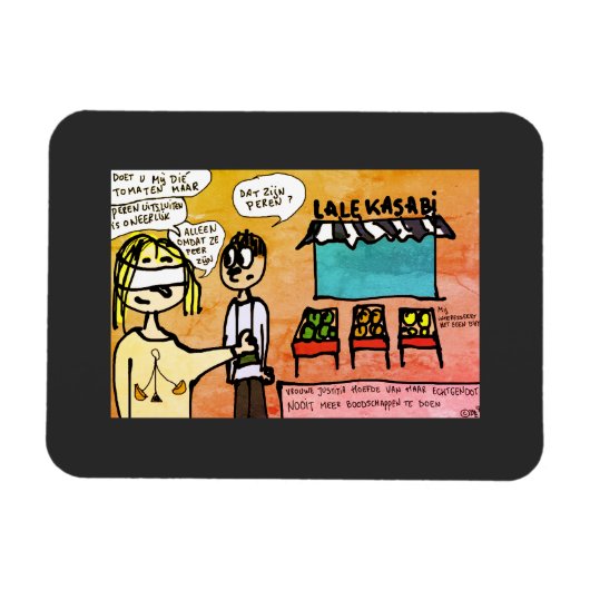 Magneet Vrouwe Justitia doet geen boodschappen (Horizontaal)