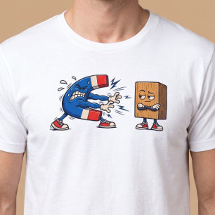 Magneet vs Blok Hout Grappig T-shirt