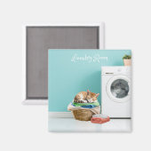 Magneet, wasruimte met kat magneet (Voorkant / Achterkant)