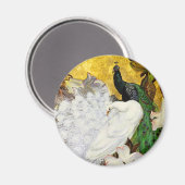 Magneet: Witte en Blauwe Peacocks Magneet (Voorkant / Achterkant)