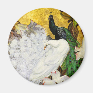 Magneet: Witte en Blauwe Peacocks Magneet