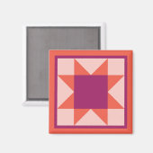 Magneet - Zaagtand Star Quilt Square (sinaasappel/ (Voorkant / Achterkant)