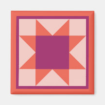 Magneet - Zaagtand Star Quilt Square (sinaasappel/