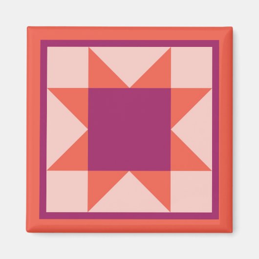 Magneet - Zaagtand Star Quilt Square (sinaasappel/ (Voorkant)