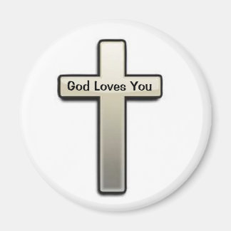 Magneet Zilveren Kruis God Loves You