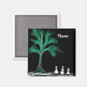 Magneetboom + sneeuwpoppen magneet (Voorkant / Achterkant)