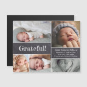 Magneetfotocollage Grateful baby geboorte Magnetische Uitnodiging (Voorkant / Achterkant)