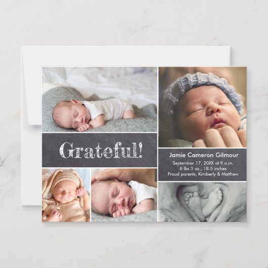 Magneetfotocollage Grateful baby geboorte Magnetische Uitnodiging (Voorkant)