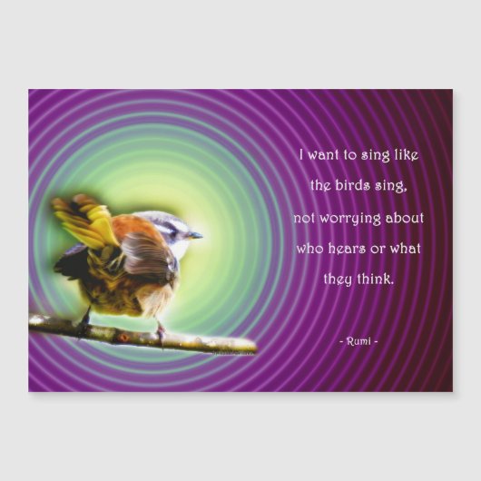 Magneetkaart met Rumi - Sing like the birds (Voorkant)