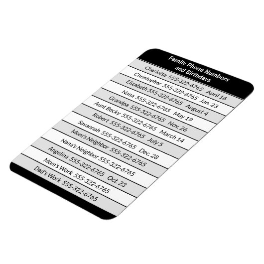 Magneetlijst met belangrijke telefoonnummers magneet (Linkerzijde)