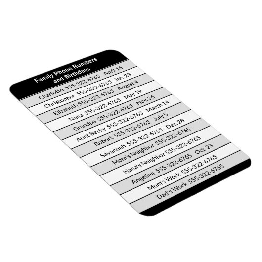 Magneetlijst met belangrijke telefoonnummers magneet (Rechterzijde)