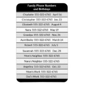 Magneetlijst met belangrijke telefoonnummers magneet (Verticaal)