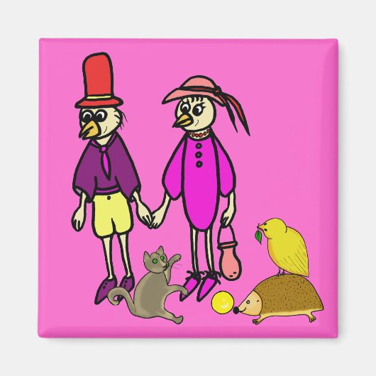 Magneetvogels cartoon magneet (Voorkant)