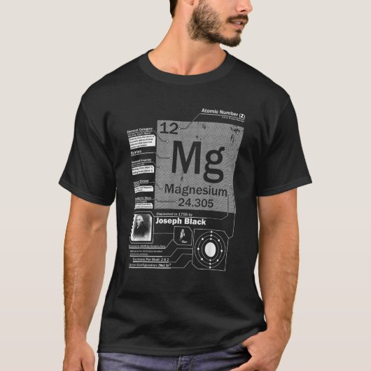 Magnesium Mg Element atoomnummer 12 Wetenschap T S T-shirt (Voorkant)