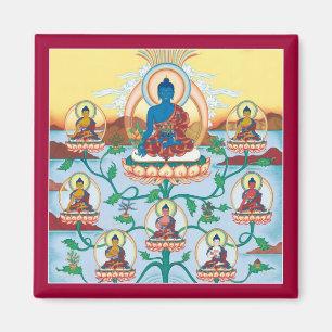 MAGNET 8 Medicine Buddhas - Square magnet