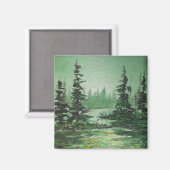 Magnet Ann Hayes schilderend groen bos (Voorkant / Achterkant)