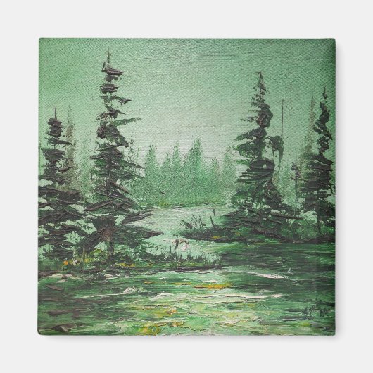 Magnet Ann Hayes schilderend groen bos (Voorkant)
