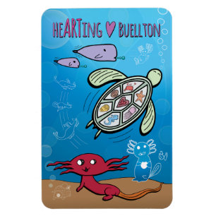 Magnet - Axolotls onder het Zee - Buellton.Art Magneet