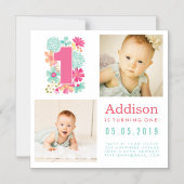 |MAGNET| Babies nummer 1 1e geboortedag fotokaart Magnetische Uitnodiging (Voorkant)