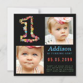 MAGNET Baby 1e Verjaardagsfeest Fotokaart Magnetische Uitnodiging (Voorkant)