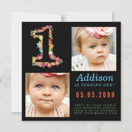 MAGNET Baby 1e Verjaardagsfeest Fotokaart Magnetische Uitnodiging