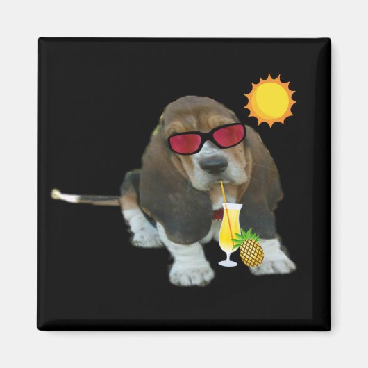 Magnet Baby Basset Hound Summer Time (Voorkant)