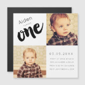 |MAGNET| Baby Boy Girl 1 1-jarige fotokaart Magnetische Uitnodiging (Voorkant / Achterkant)